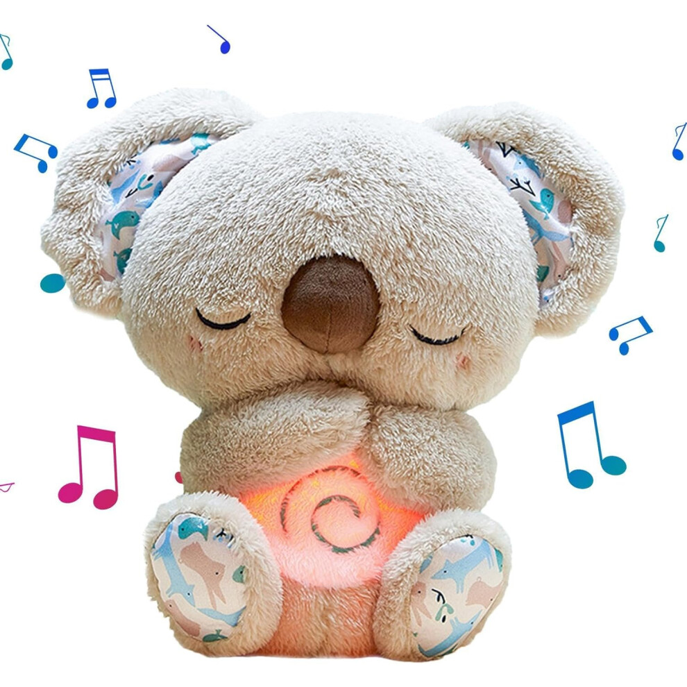 (Gray) Anxietys Relief Koala, Breathing Koala With Sensory Music Lights And Rhythmic Breathing Motion