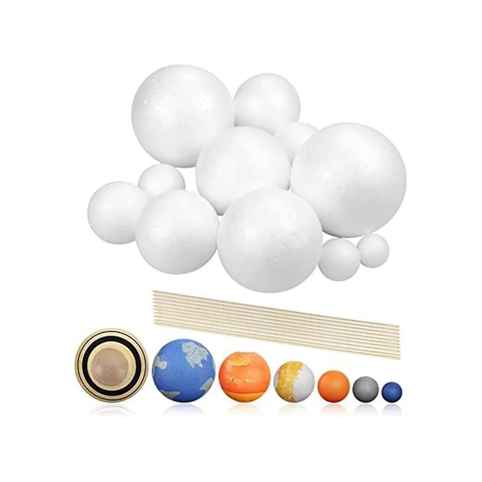 Solar System Project Kit, Planetmodel Crafts 14 Mixed Sized Polystyrene Spheres Balls For School Science Projects