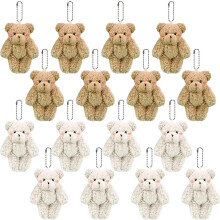 16 Pack Mini Joint Teddy Bear Tiny Bear Stuffed Animal Small Plush Bear Toy For Keychain Baby Shower Wedding Diy Craft Party Favor