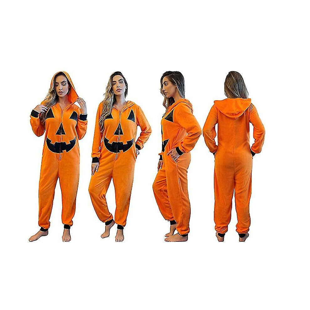 (L) Halloween Orange Pumpkin Women's One-piece Suit Home Suit High Quality
