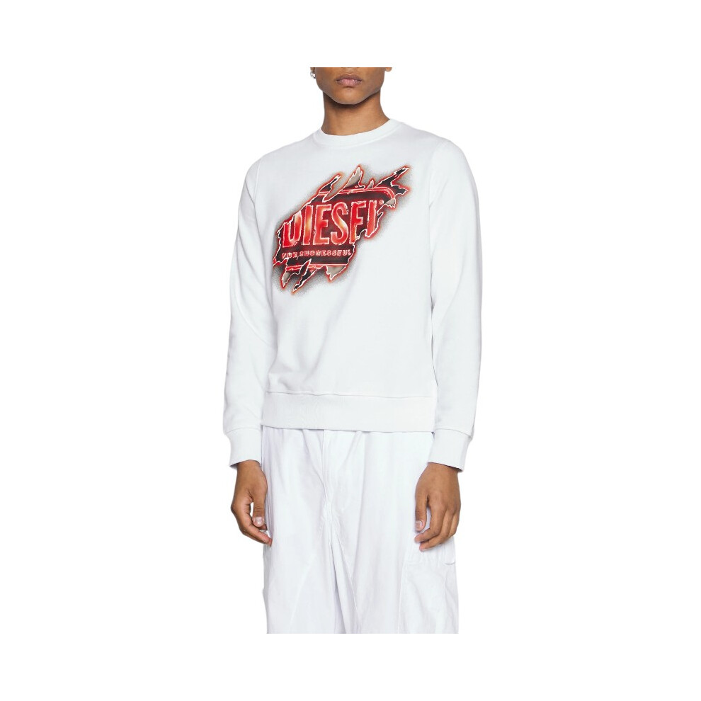 New Diesel Men's (, M) S Ginn E9 Felpa Pullover Sweatshirt White