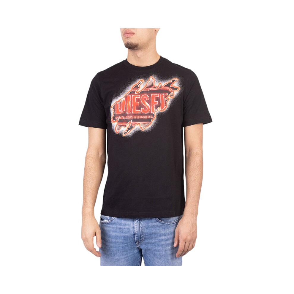 (Black, XS) DIESEL T JUST E43 Mens T Shirts Cotton Summer Tee