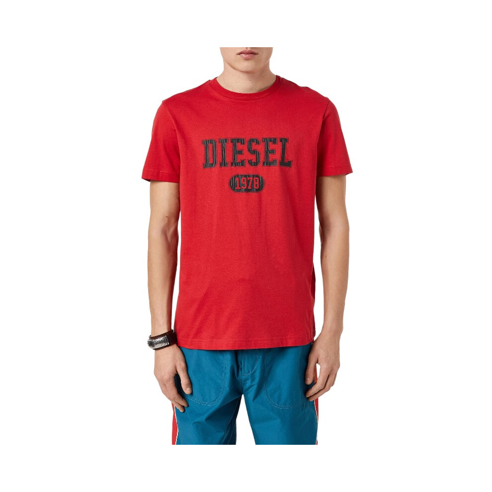 (Red, M) DIESEL T DIEGOR K46 Mens T Shirts Cotton Tee