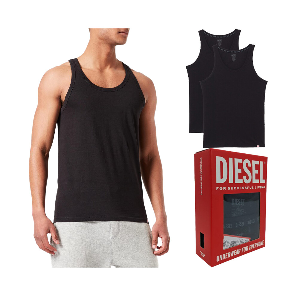(Black, S) DIESEL UMTK E1350 Mens Tank Tops Slim Fit 2x Pack