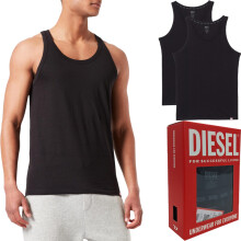 (Black, XL) DIESEL UMTK E1350 Mens Tank Tops Slim Fit 2x Pack
