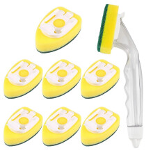 Heavy-duty Dish-washing Stick Sponge, Dish-washing Sponge With Handle, Non-scratching And Reusable
