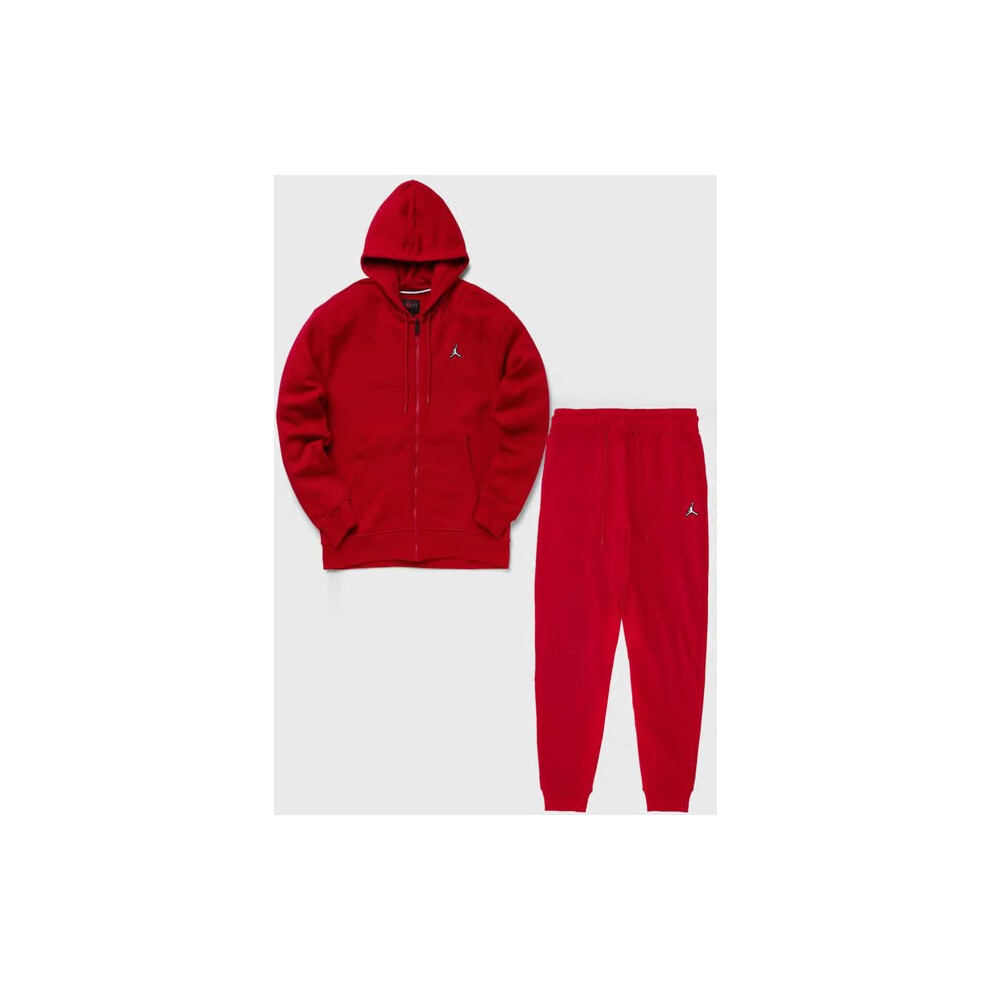 (Medium) Nike Air Jordan Fleece Logo Tracksuit Set Red