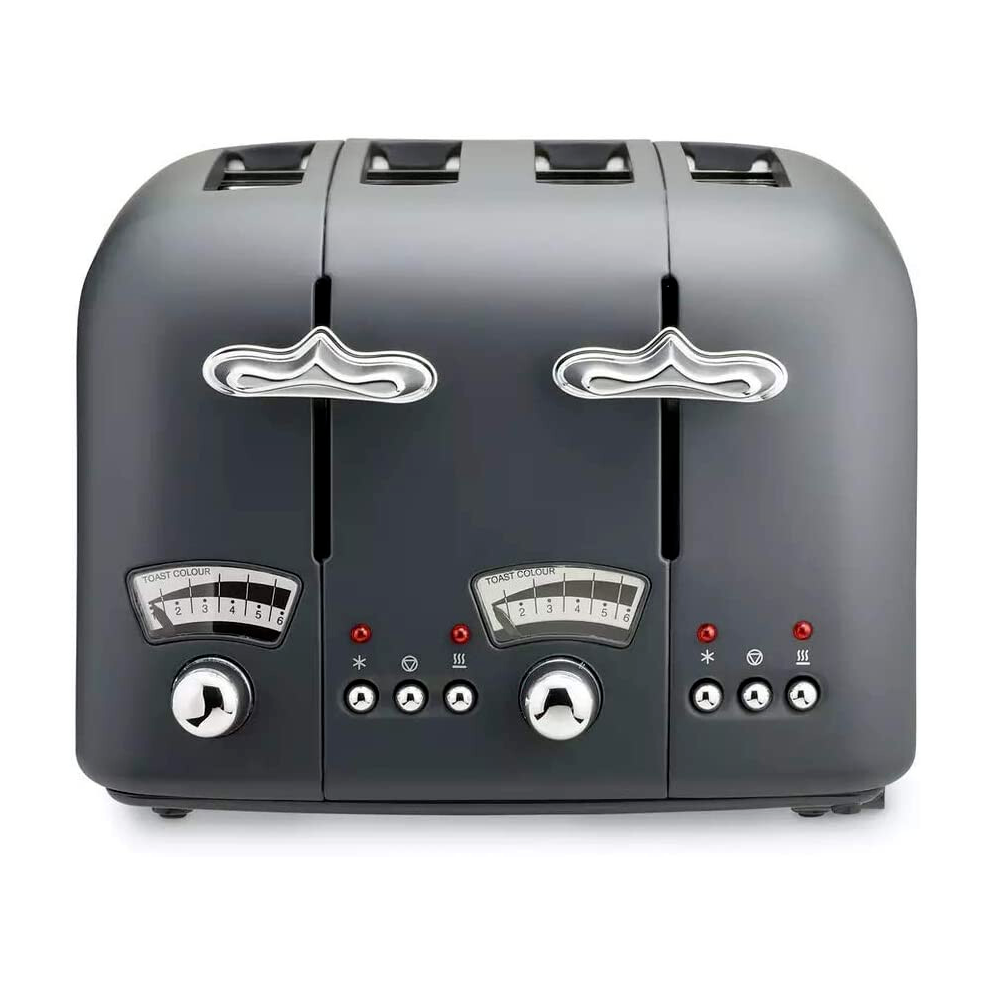 De'Longhi CT04.GY 4 Slice Toaster 6 Toast Settings Argento Silva 1600w Grey