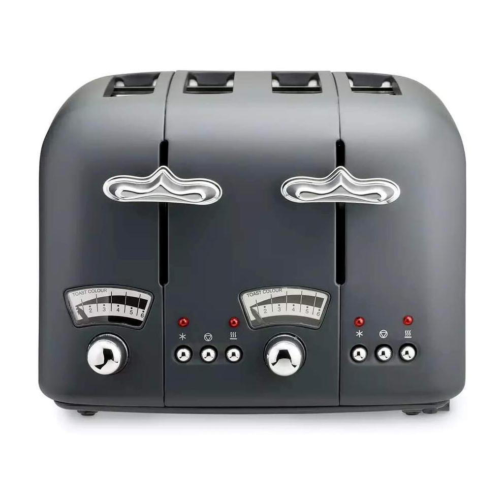 De'longhi Ct04.gy 4 Slice Toaster 6 Toast Settings Argento Silva 1600W Grey