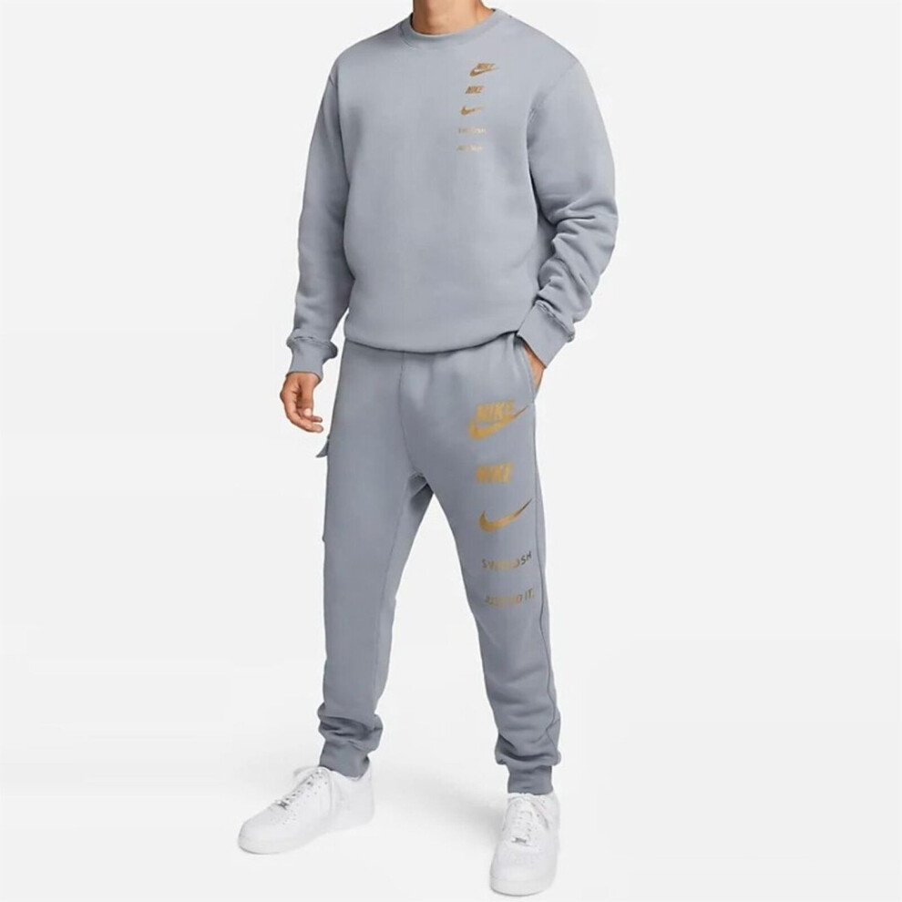 (Small) Nike Mens Stacked Logo Grey Tracksuit