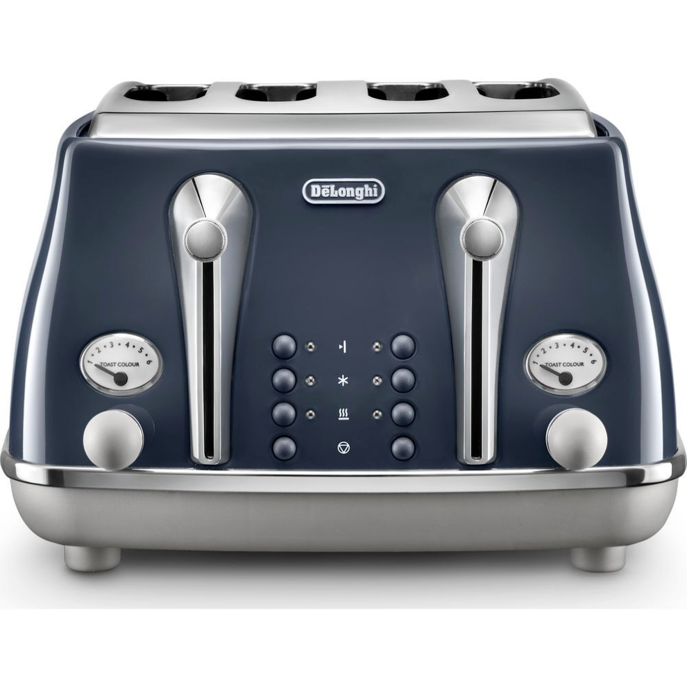 De'Longhi CTOC4003.BL 4 Slice Toaster Icona Capitals with Defrost Function