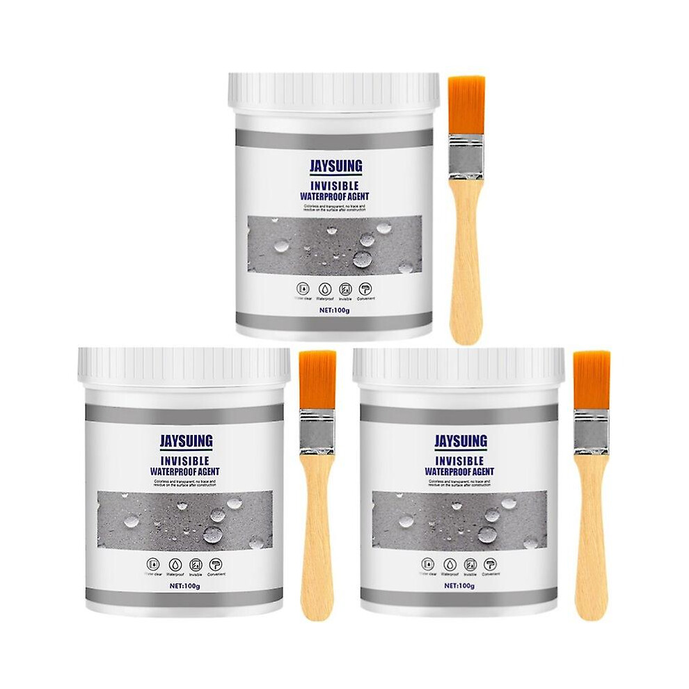 3pcs Invisible Waterproof Wall Sealant with Brush – Anti-leakage Bonding Adhesive for Walls, Roofs & Windows, 100g Paste