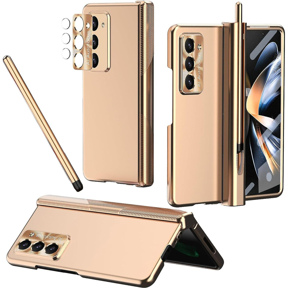 (Gold) Z Fold 5 Case With Pen,hinge Protection Shockproof Case For Samsung Galaxy Z Fold 5 With S Pen Holder