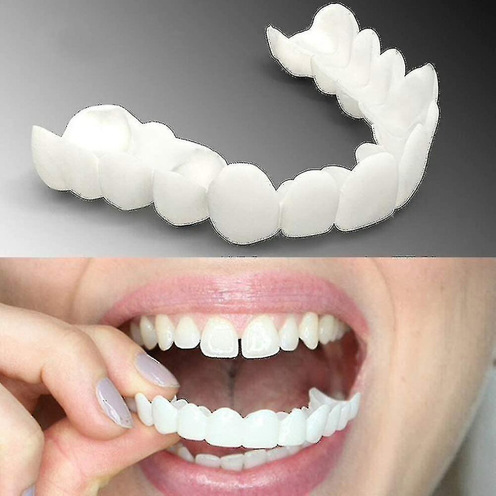 Set Perfect Smile Teeth Veneers Top And Bottom Fake Cosmetic Teeth Veneers Instant Comfort Fit Whitening Flex Denture Cover