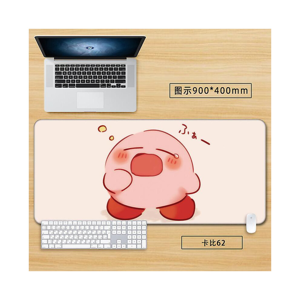 (-40, 800-300mm 3mm) Jinzhaolai Kawaii Kirby Anime Cartoon Mouse Pad Rubber Otaku Locking Edge Big Extended Laptop Notebook Desk Mat Keyboards Table Mat Gift