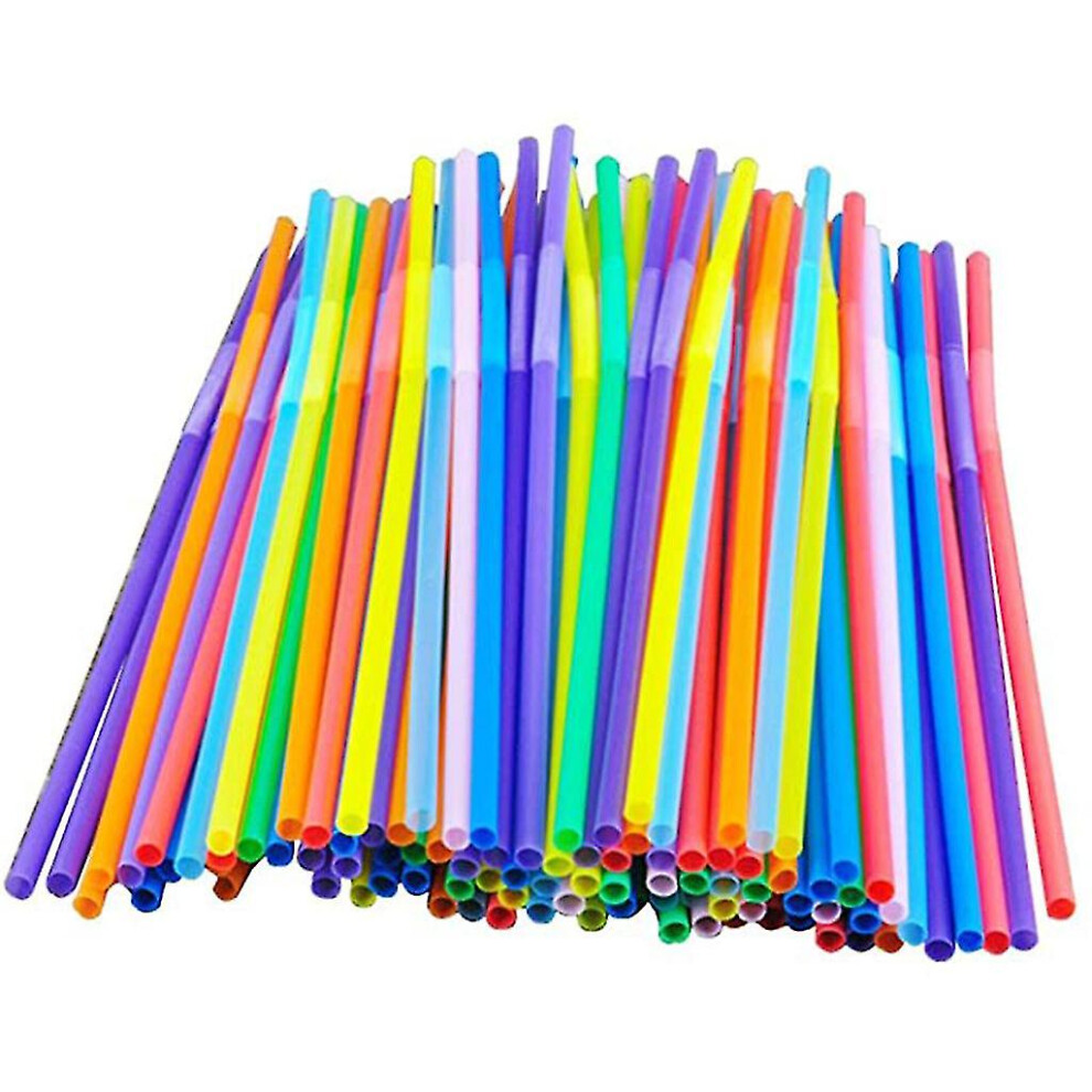 Flexible Bendy Party Disposable Plastic Drinking Straws - Assorted Colors 100pcs