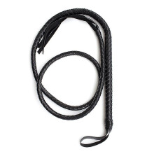 (black) 1.9m Handmade Soft Braided Equestrian Strap Bullwhip For Horse Riding Sports Strap Bullwhip Leather Whip Lash