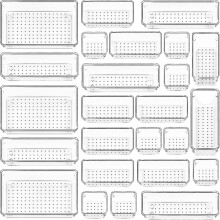 25 Pcs Clear Plastic Drawer Organizers Set, 4-size Versatile Bathroom And Vanity Drawer Organizer Trays