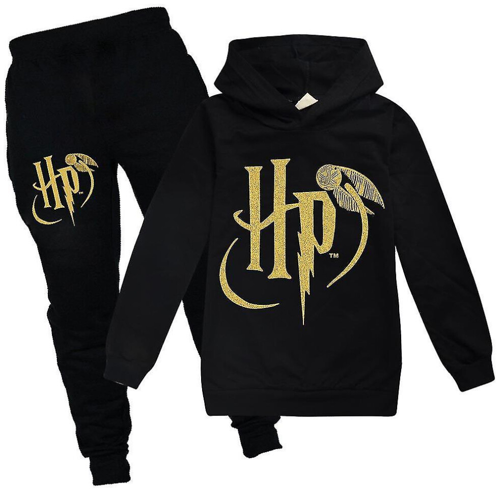 (Black, 11-12Years) Kids Boys Girls Harry Potter Tracksuit Pullover Hoodies And Sweatpants 2 Piece Outfit Set Jogging Sweatshirt Set Age 7-14 Years