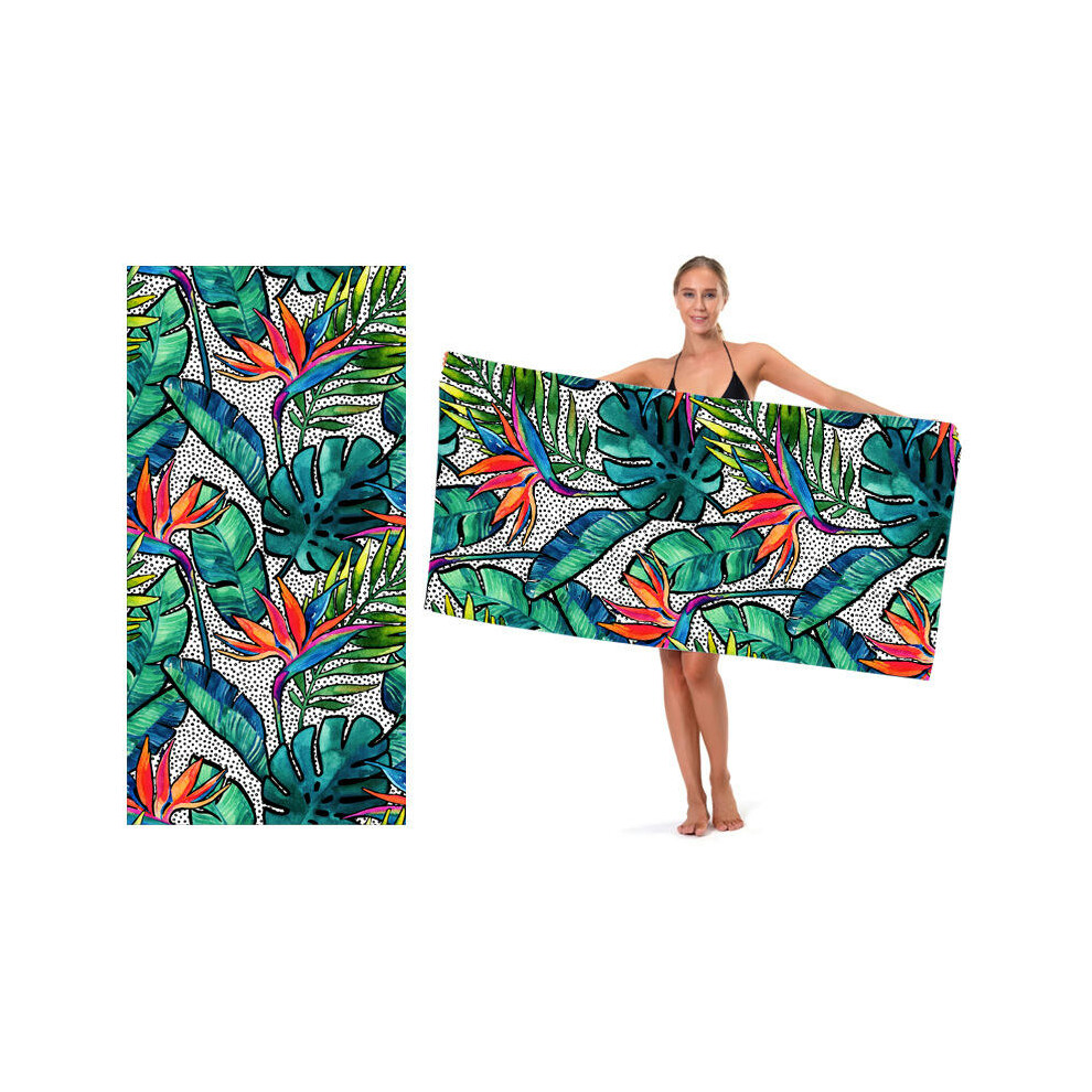 (Watercolor tropical green leaf, 75*150cm (OPP bag)) Foreign Trade Printed Beach Towel Amazon Adult Print Swimming Towel Beach Seat Shop Towel Bath To-image-OPC-PDX8RRN-NEW