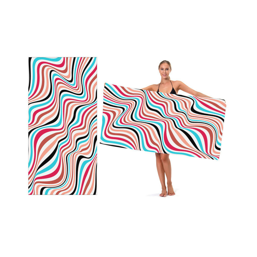 (Colorful geometry waves, 75*150cm (OPP bag)) Foreign Trade Printed Beach Towel Amazon Adult Print Swimming Towel Beach Seat Shop Towel Bath Towel Spo-image-OPC-PDX8RS5-NEW