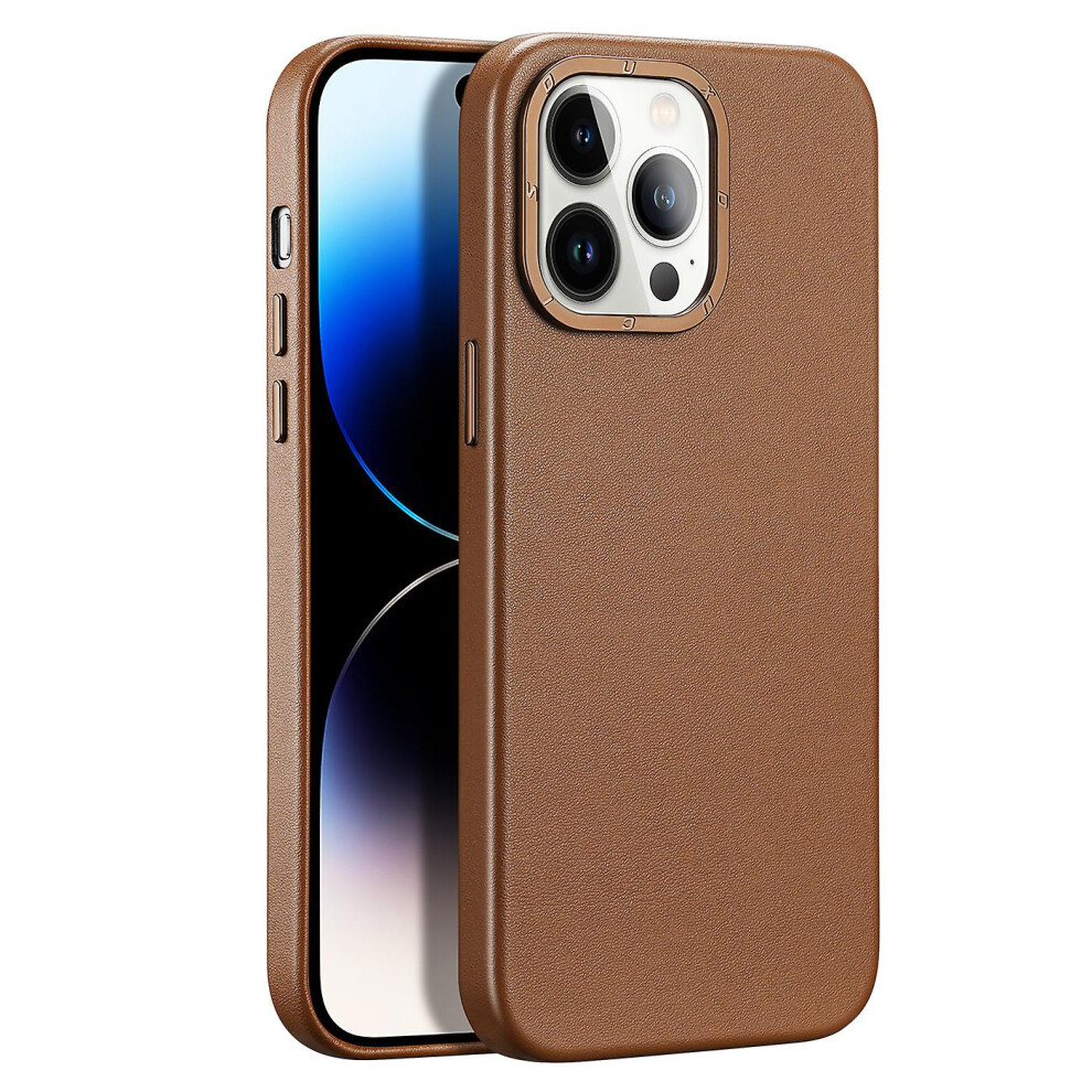 (Brown, iPhone 14 Pro) Pu Leather Back Cover With Magsafe For Iphone 14 / Iphone 13, Iphone 14 Plus, Iphone 14 Pro, Iphone 14 Pro Max, Black, Brown, Pink