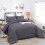 (Charcoal, Double) Plain Dyed Duvet Cover Set Reversible Quilt Covers 1