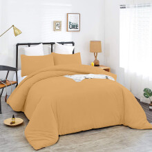 (Ocher, Double) Plain Dyed Duvet Cover Set Reversible Quilt Covers