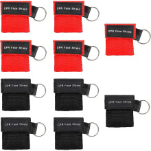 10pcs Cpr Mask Keychain Rescue Emergency Kit With One Way Bottle Breathing Barrier For First Aid Or Aed Training