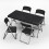 ( 4 Folding Chairs) 5ft Black Rattan Wood Folding Table and Chairs Set 1