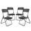 ( 4 Folding Chairs) 5ft Black Rattan Wood Folding Table and Chairs Set 3