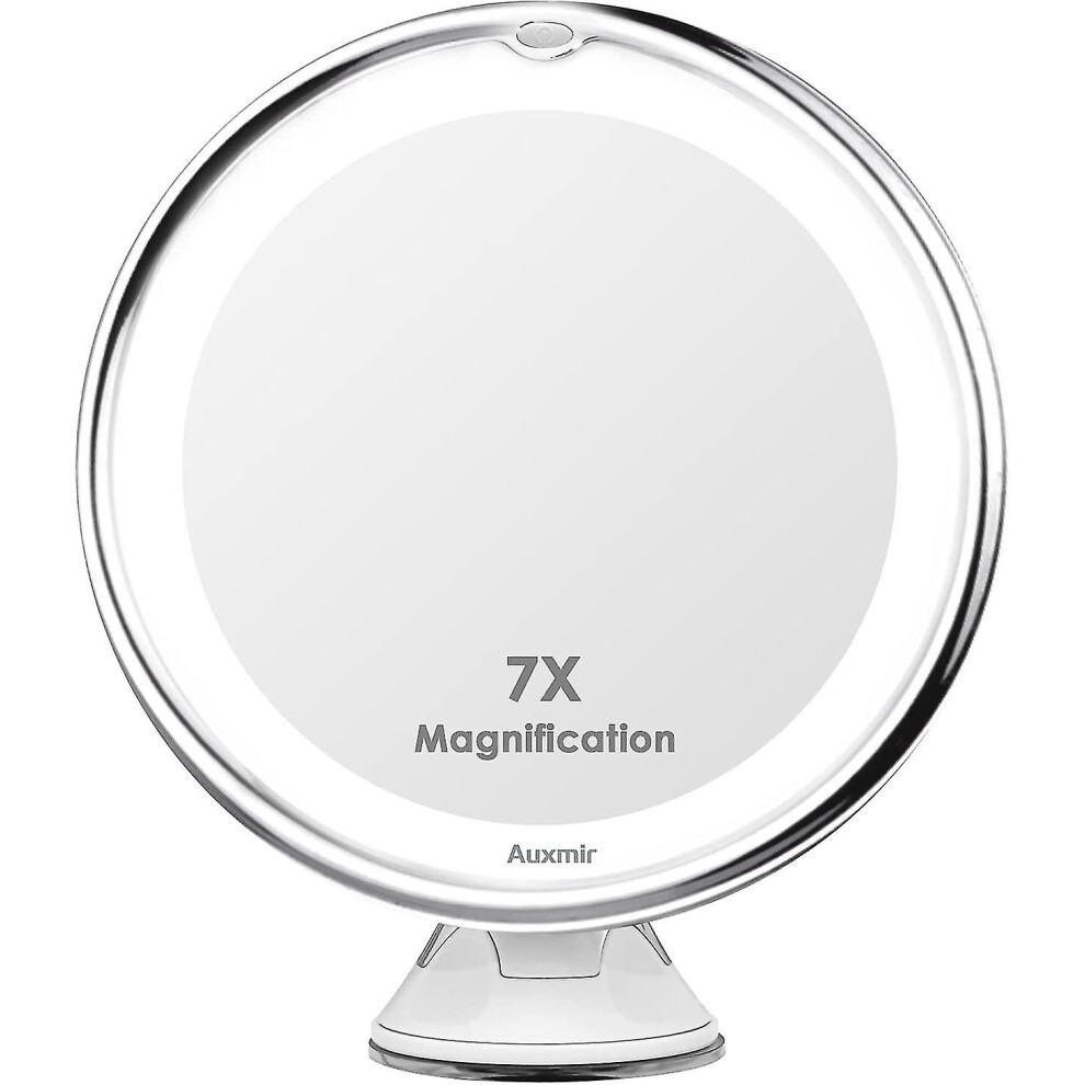 7x Magnifying Mirror Travel Led Lighted Makeup Mirror With Suction Cup Wall Mounted Magnifying Mirror 360 Rotation Free Standing Mirror Ideal For Shav