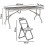 (6 Folding Chairs) 5ft Black Rattan Wood Folding Table and Chairs Set 9