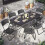 (6 Folding Chairs) 5ft Black Rattan Wood Folding Table and Chairs Set 6