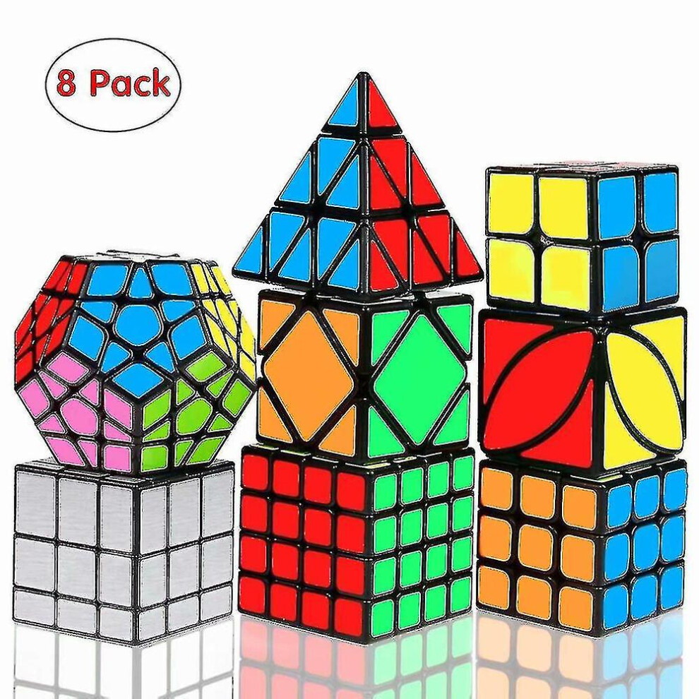 Speed Cube Set, Magic Cube Bundle 2x2 3x3 4x4 Pyramid - Toy Puzzles Cube For Kids And Adults Set Of 8-image-OPC-PDX8YS2-NEW