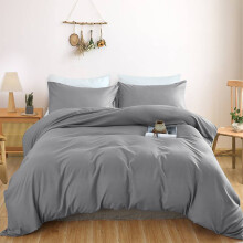 (Grey, Super King) Brushed Microfiber Bedding Duvet Cover Single Double King