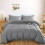 (Grey, Super King) Brushed Microfiber Bedding Duvet Cover Single Double King 1