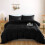 (Black, Single) Brushed Microfiber Bedding Duvet Cover Single Double King 1