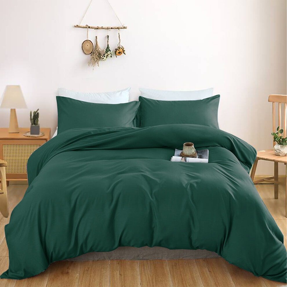 (, Single) Brushed Microfiber Bedding Duvet Cover Single Double King Green Aspire Homeware