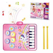 (1 pcs with box) 90x70cm Unicorn Music Mat Kid Toddler Mat Piano Keyboard and Drum 2 in 1 Toys