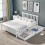 (Double, White) Solid Wood Bed Frame with Storage Drawers 8