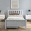(Single, White) Solid Wood Bed Frame with Storage Drawers 13