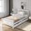 (Single, White) Solid Wood Bed Frame with Storage Drawers 16