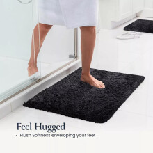 (50cm x 80 cm (1 ft 6 in x 2 ft 6 in)_Small Mat, Black) Non Slip Bath Mats Shaggy Door Mats & Runner Rugs