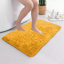 (50cm x 80 cm (1 ft 6 in x 2 ft 6 in)_Small Mat, Ochre Yellow) Non Slip Bath Mats Shaggy Door Mats & Runner Rugs