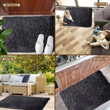 (80cm x 150cm (2ft 6" x 5ft)_Large Door Mat, Black) Non Slip Bath Mats Shaggy Door Mats & Runner Rugs
