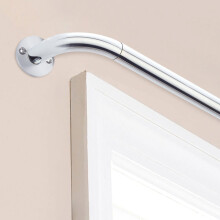(160 x 300 cm (63'-118' in), Chrome- Blackout Curtain Pole) Heavy Extendable Metal Curtain Pole 28mm With Finials Rings Hooks Rod Fittings