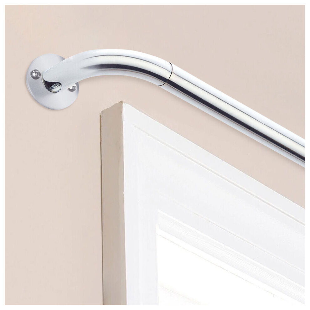 (160 x 300 cm (63'-118' in), Chrome- Blackout Curtain Pole) Extendable Curtain Poles Brackets Finials Fittings