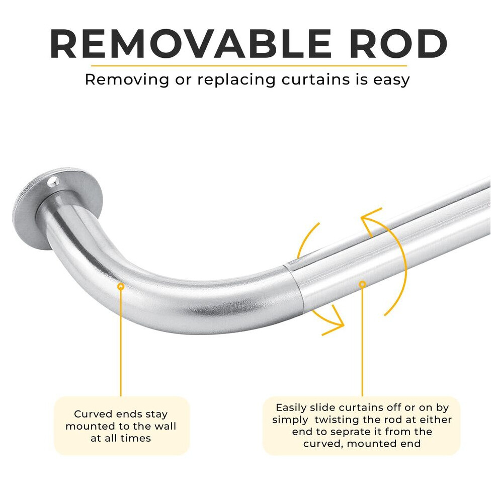 Imperial Rooms (120 X 210 Cm (48'-83' In), Chrome- Blackout Curtain Pole) Heavy Extendable Metal Curtain Pole 28Mm With Finials Rings Hooks Rod Fittings