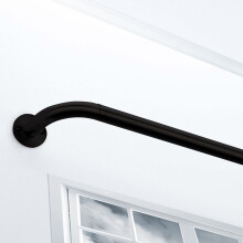 (120 x 210 cm (48'-83' in), Mat Black- Blackout Curtain Pole) Heavy Extendable Metal Curtain Pole 28mm With Finials Rings Hooks Rod Fittings